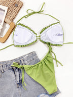 Frill Trill Halter Neck Bikini Set - Piña Colada