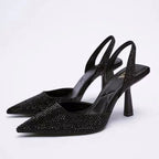 Rhinestone Slingback High Heel Pumps - Piña Colada