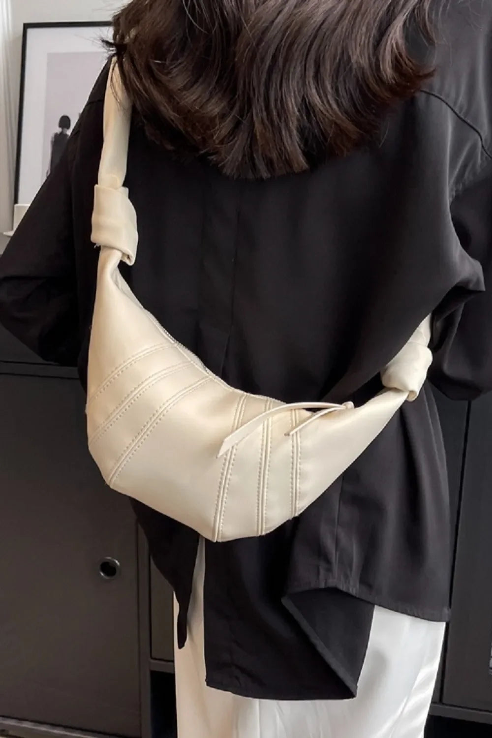 Zenana Vegan Leather Croissant Crossbody Bag - Piña Colada