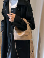 PU Leather Woven Crossbody Bag - Piña Colada