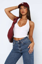 Lovelet Halter Neck Cropped Slim Cami - Piña Colada