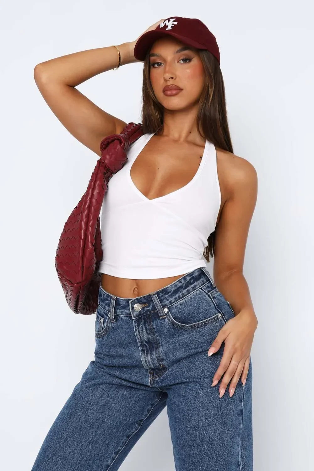 Lovelet Halter Neck Cropped Slim Cami - Piña Colada