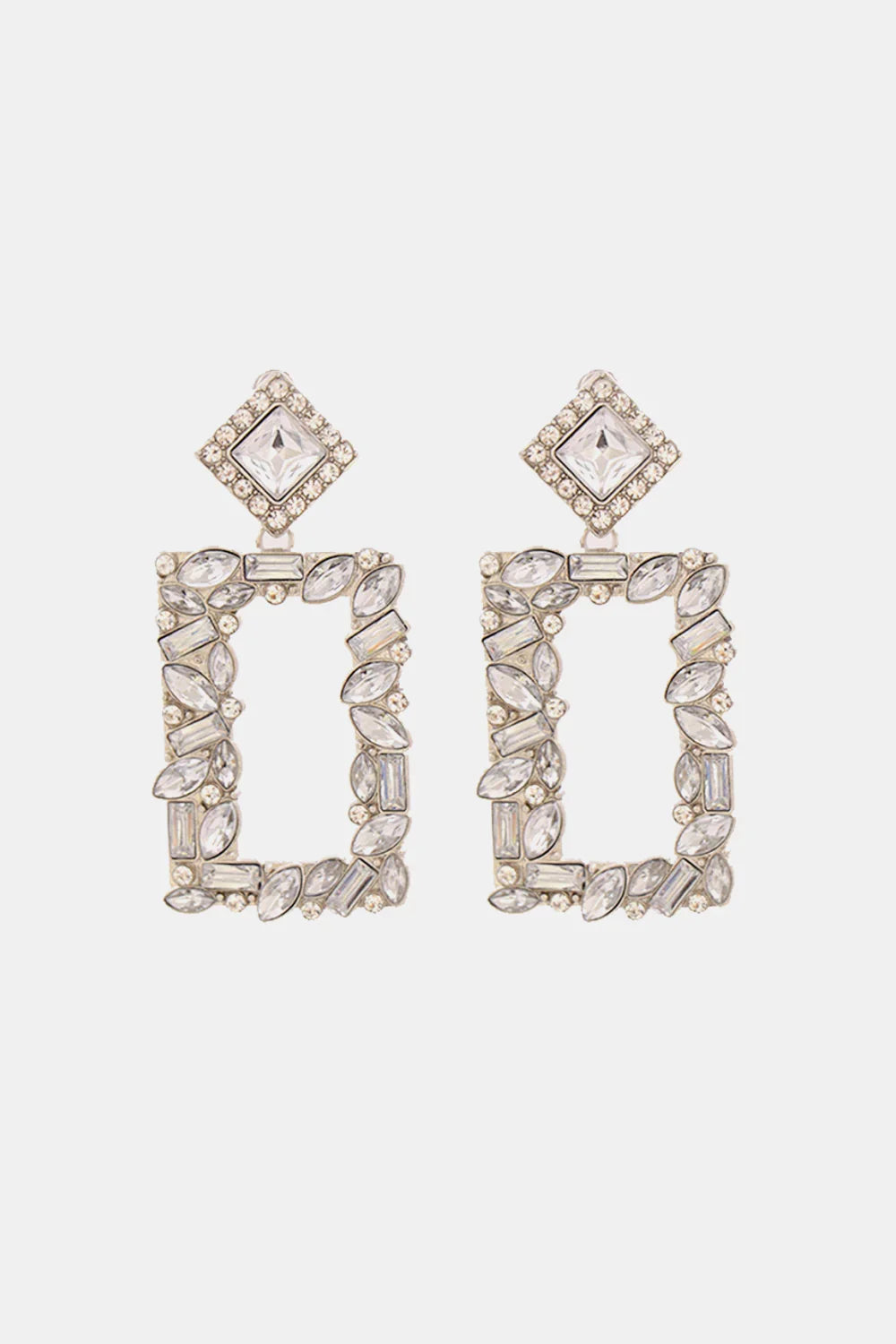 Square Shape Glass Stone Dangle Earrings - Piña Colada