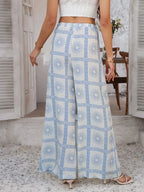 Devine Drawstring Printed Wide Leg Pants - Piña Colada