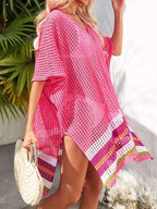 Crochet V-Neck Cover-Up Dress - Piña Colada
