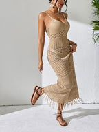 Openwork Scoop Neck Cover-Up Dress - Piña Colada