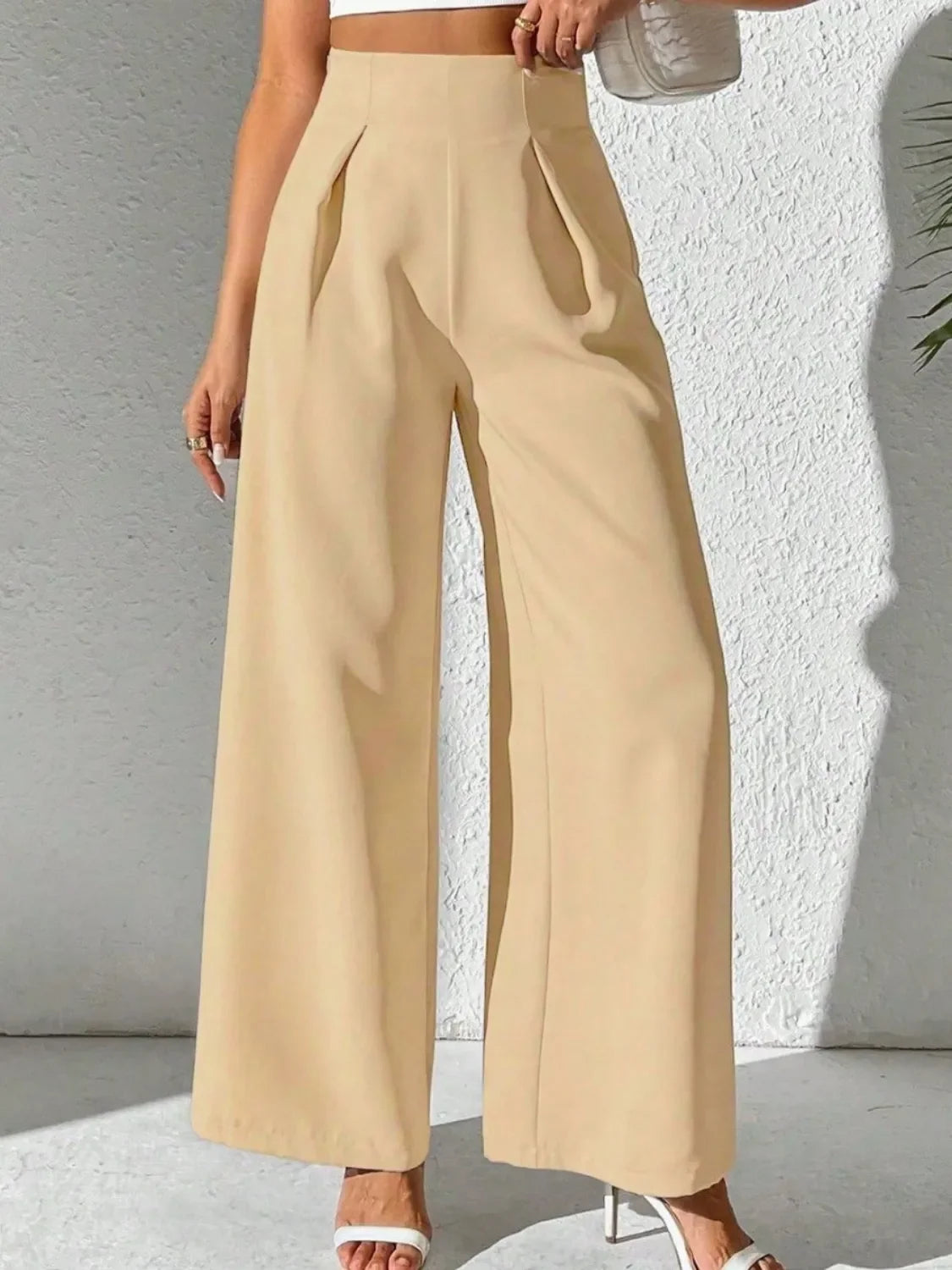 Wide Leg High Waist Pants - Piña Colada