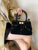 Suede Adjustable Strap Double-Use Handbag - Piña Colada