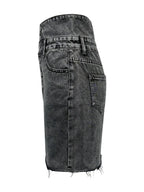 Raw Hem High Waist Denim Skirt - Piña Colada