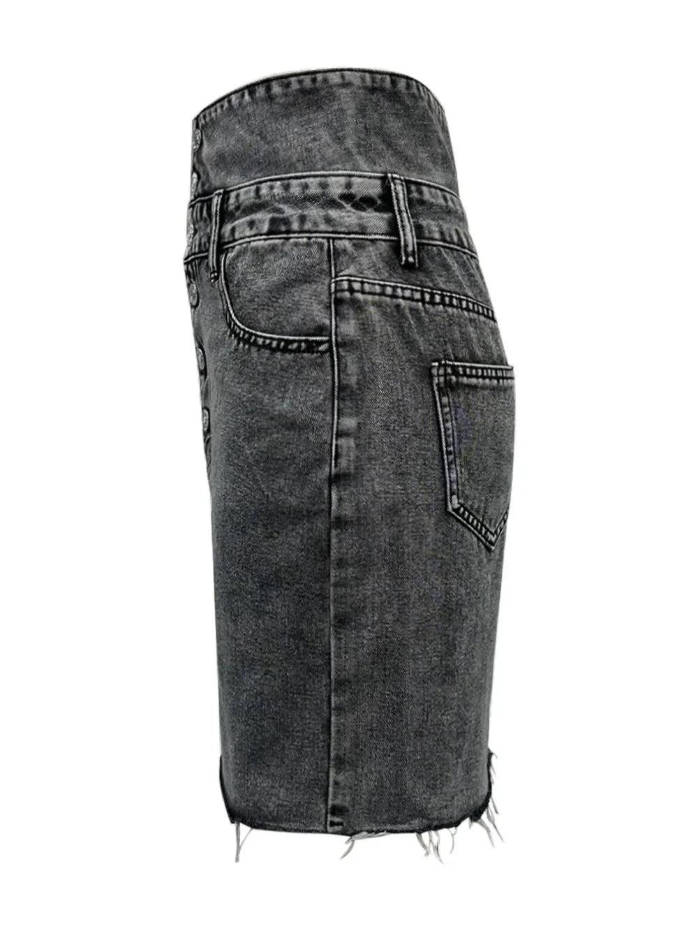 Raw Hem High Waist Denim Skirt - Piña Colada