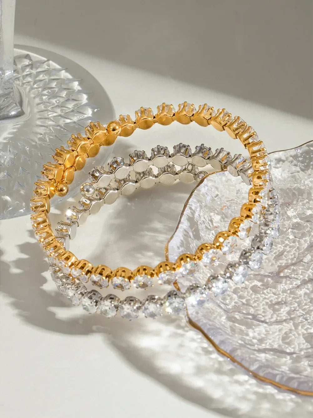 Stainless Steel Inlaid Zircon Bracelet - Piña Colada
