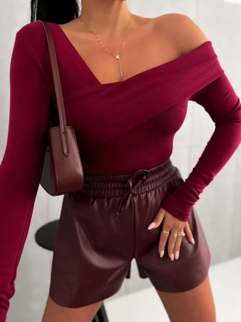 Asymmetrical Single Shoulder Long Sleeve T-Shirt - Piña Colada