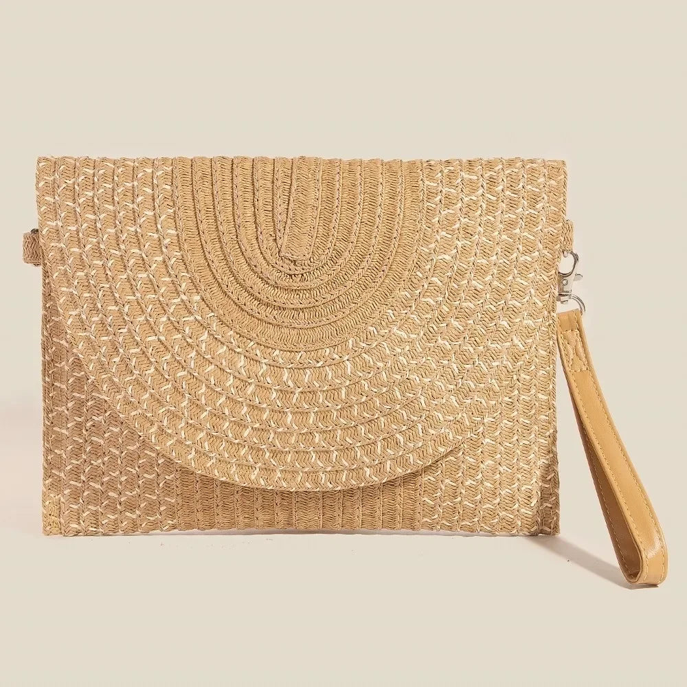 Fame Tight Woven Envelope Clutch Bag - Piña Colada