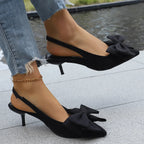 Bow Point Toe Kitten Heels Pumps - Piña Colada