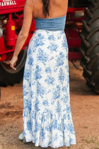 Split Asymmetrical Ruffled Printed Skirt - Piña Colada