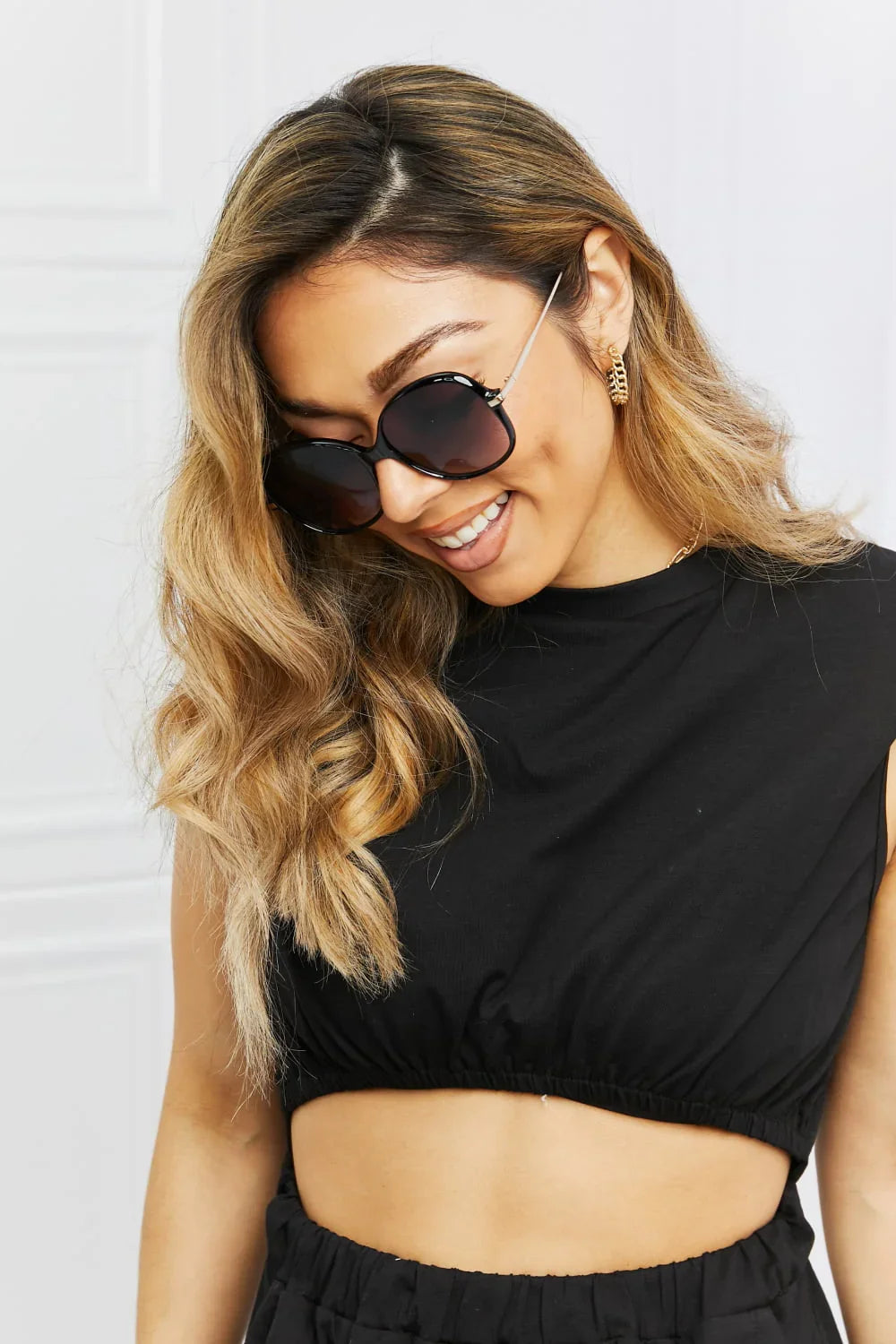 Metal-Plastic Hybrid Full Rim Sunglasses - Piña Colada