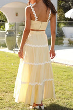 Contrast Trim Cami and Maxi Skirt Set - Piña Colada