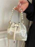 Drawstring Pearl Bucket Bag - Piña Colada