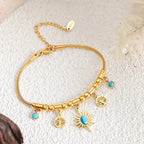 Gold-Plated Titanium Steel Charm Bracelet - Piña Colada