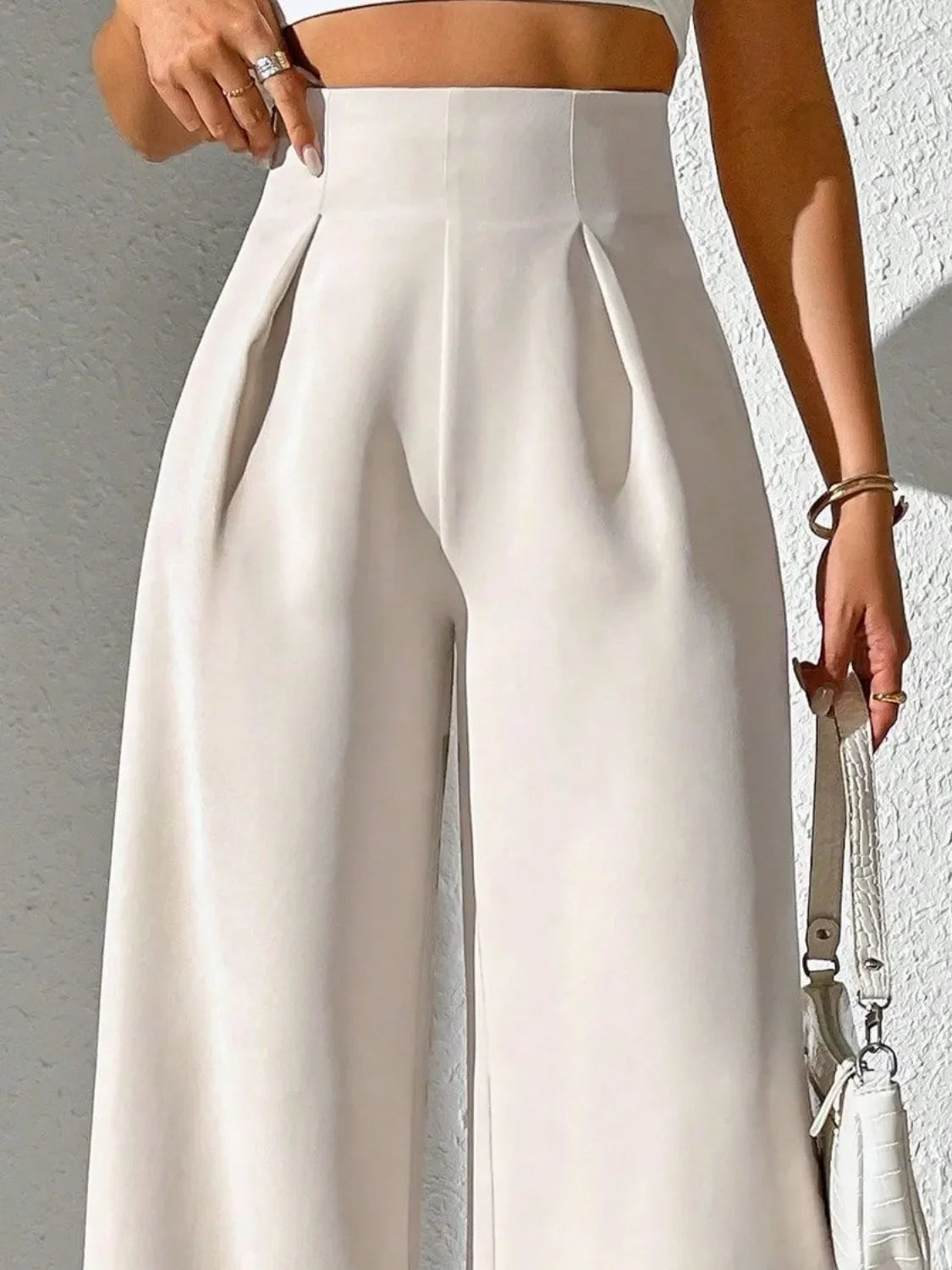 Wide Leg High Waist Pants - Piña Colada