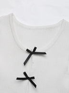 Perfee Bow Front Round Neck Tank - Piña Colada