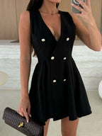 Sleeveless Double-Breasted Mini Dress - Piña Colada