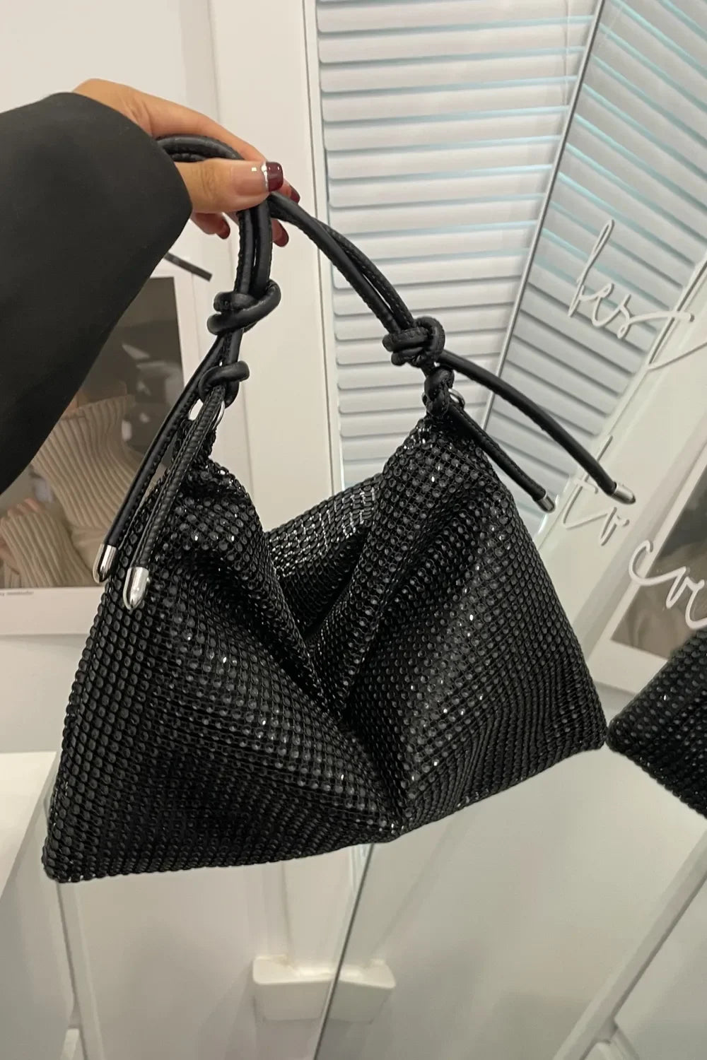 Rhinestone Knotted Strap Crossbody Bag - Piña Colada