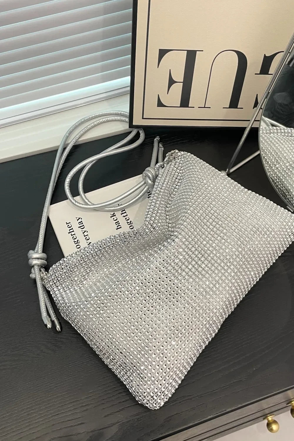 Rhinestone Knotted Strap Crossbody Bag - Piña Colada
