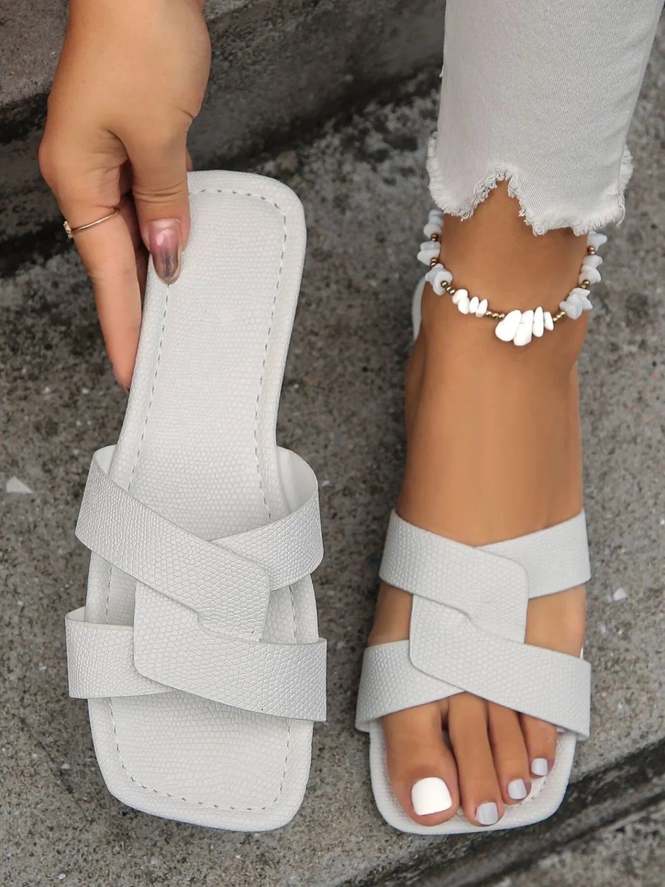 Strappy Flat Sandals - Piña Colada