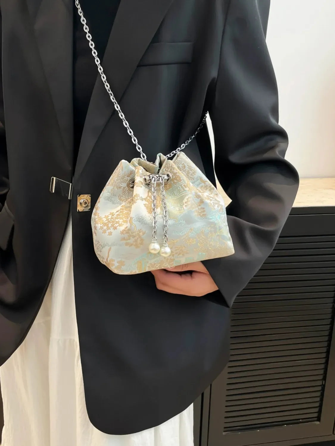 Chain Strap Bucket Bag - Piña Colada
