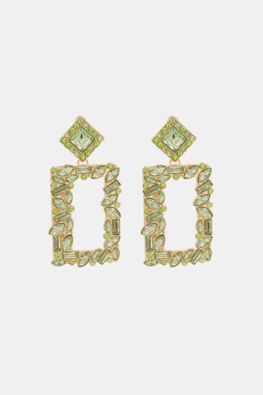 Square Shape Glass Stone Dangle Earrings - Piña Colada