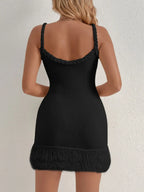 Fringe Hem Knit Cami Dress - Piña Colada