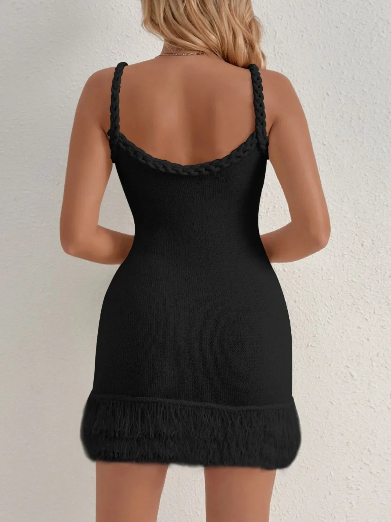 Fringe Hem Knit Cami Dress - Piña Colada