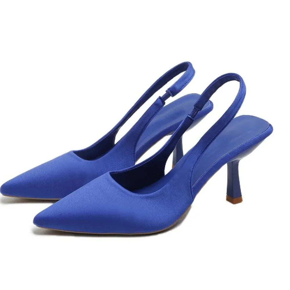 Point Toe Kitten Heel Slingback Pumps - Piña Colada