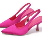 Point Toe Kitten Heel Slingback Pumps - Piña Colada