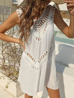 Crochet Detail Beach Cover Up Dress - Piña Colada