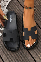 Chestnut Cutout Open Toe Platform Slides Shoes - Piña Colada