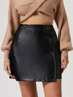 Buttoned High Rise Mini Skirt - Piña Colada
