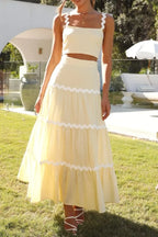 Contrast Trim Cami and Maxi Skirt Set - Piña Colada