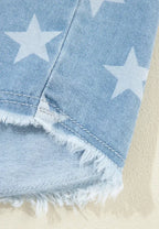 Star Collared Neck Denim Jacket - Piña Colada