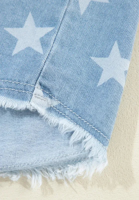 Star Collared Neck Denim Jacket - Piña Colada