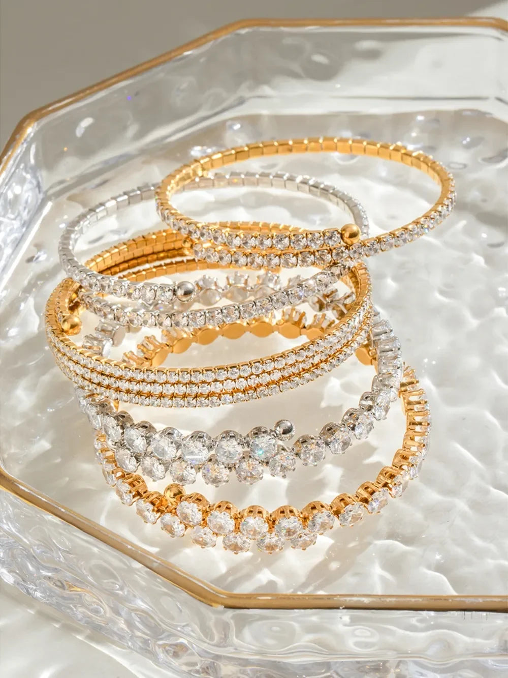 Stainless Steel Inlaid Zircon Bracelet - Piña Colada