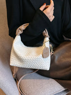 PU Leather Woven Crossbody Bag - Piña Colada