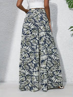 Printed High Waist Wide Leg Pants - Piña Colada