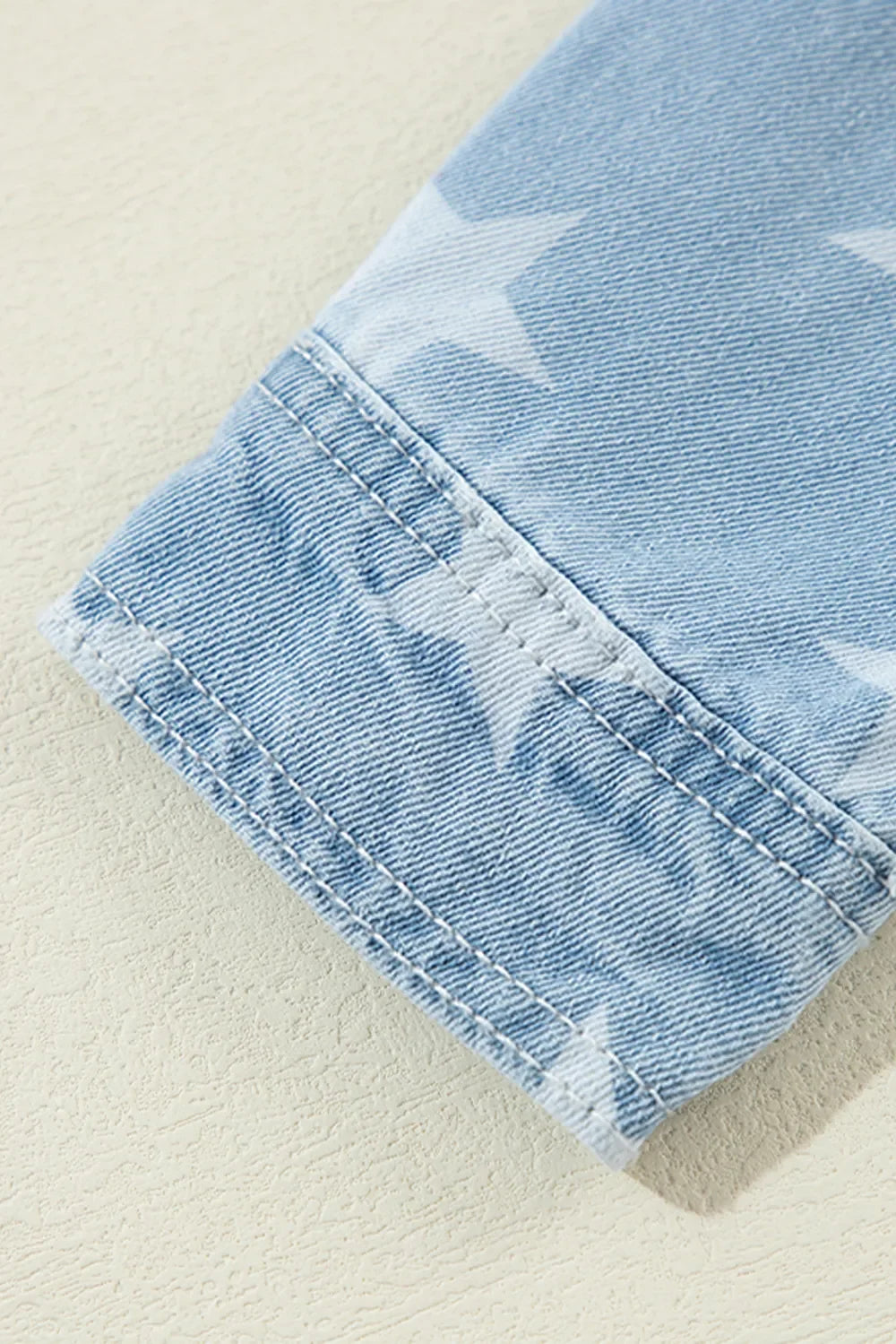 Star Collared Neck Denim Jacket - Piña Colada