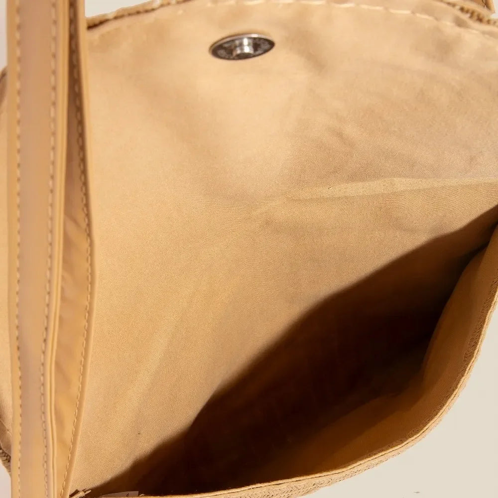 Fame Tight Woven Envelope Clutch Bag - Piña Colada