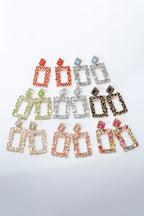 Square Shape Glass Stone Dangle Earrings - Piña Colada