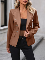 Ivy Lane Button Up Collared Neck Blazer - Piña Colada
