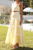 Contrast Trim Cami and Maxi Skirt Set - Piña Colada