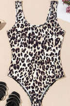 Leopard Sleeveless Bodysuit - Piña Colada